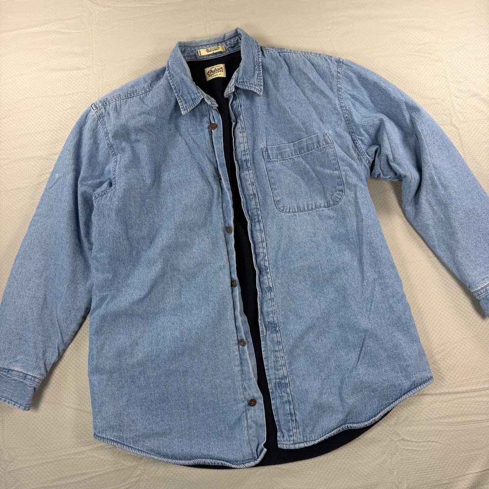 Orton Brothers Shirt Mens 3XL Blue Denim Fleece Lined Button Up Shacket Vermont